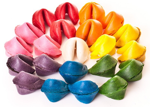 colored fortune cookies
